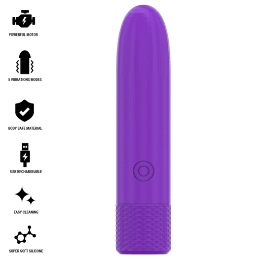 INTENSE - SYMONE USB RECARREGÁVEL VIBRATÓRIA BULLET 8 VIBRAÇÕES ROXO 10 X 2,2 CM